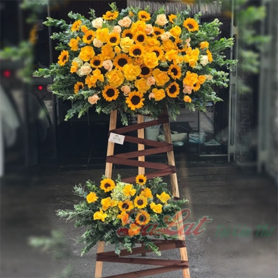 Kệ hướng dương và hồng